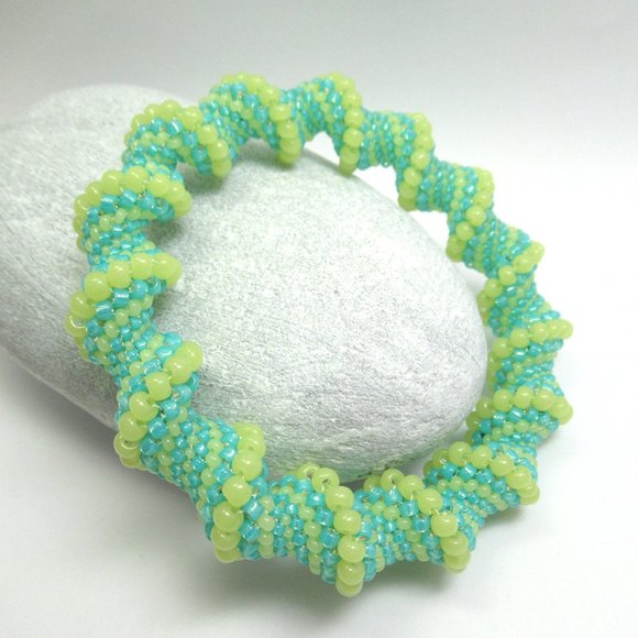 Uranium Glass Cellini Bangle Bracelet - Picture 3 of 11